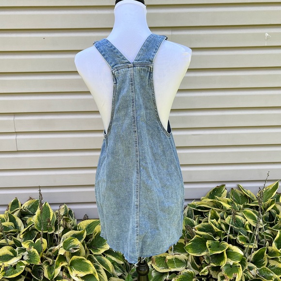 New Target Wild Fable Denim Jean Distressed Overall Mini Dress - Picture 8 of 8
